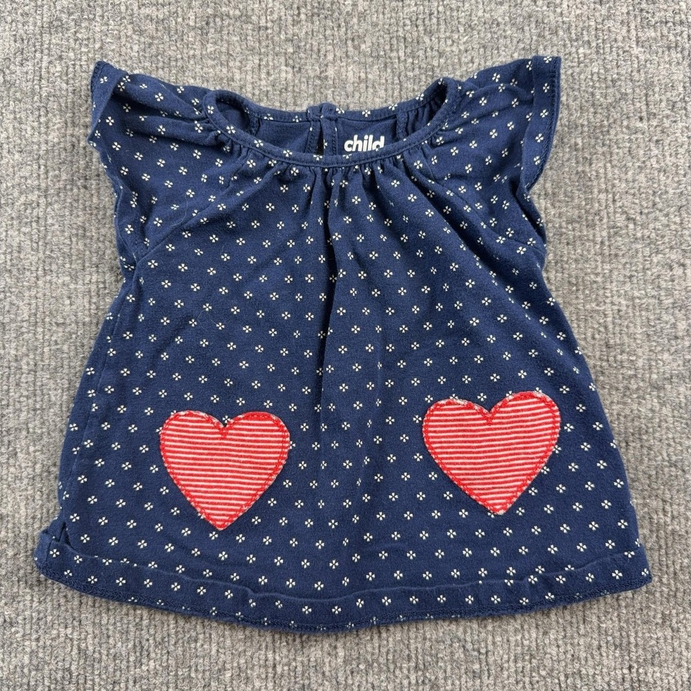 Child Of Mine Made By Carter's Shirt Girls 6-9M Blue Floral Heart Flutter Top